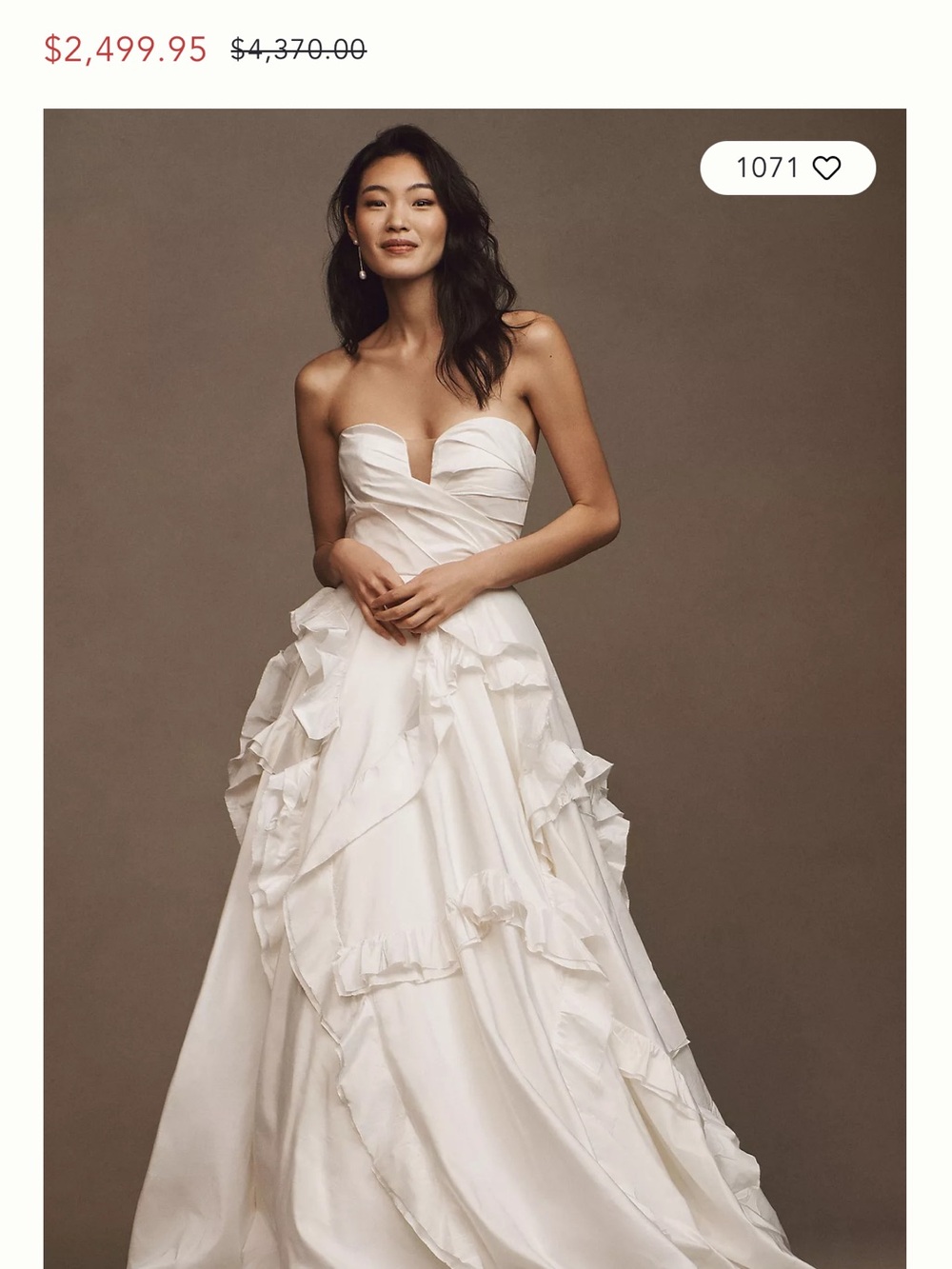 Strapless Ruffled A-Line Wedding Dress in White